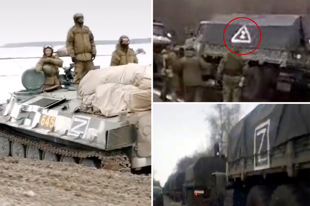 I carri armati russi contrassegnati dalla misteriosa "Z" entrano in Ucraina