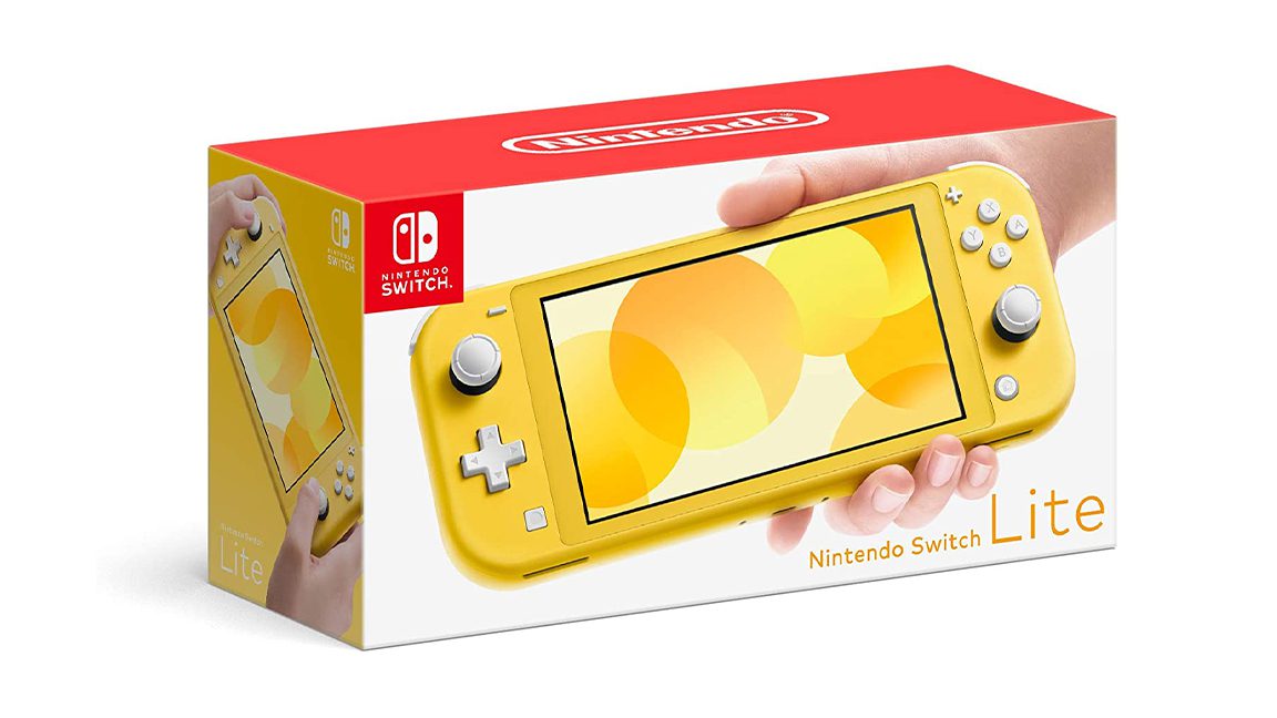 Immagine di una scatola gialla per Nintendo Switch Lite