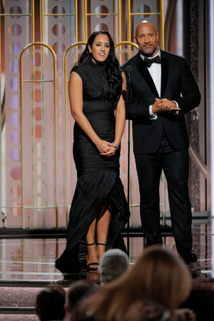 Dwayne Johnson e sua figlia Simone ai Golden Globe Awards 2018.