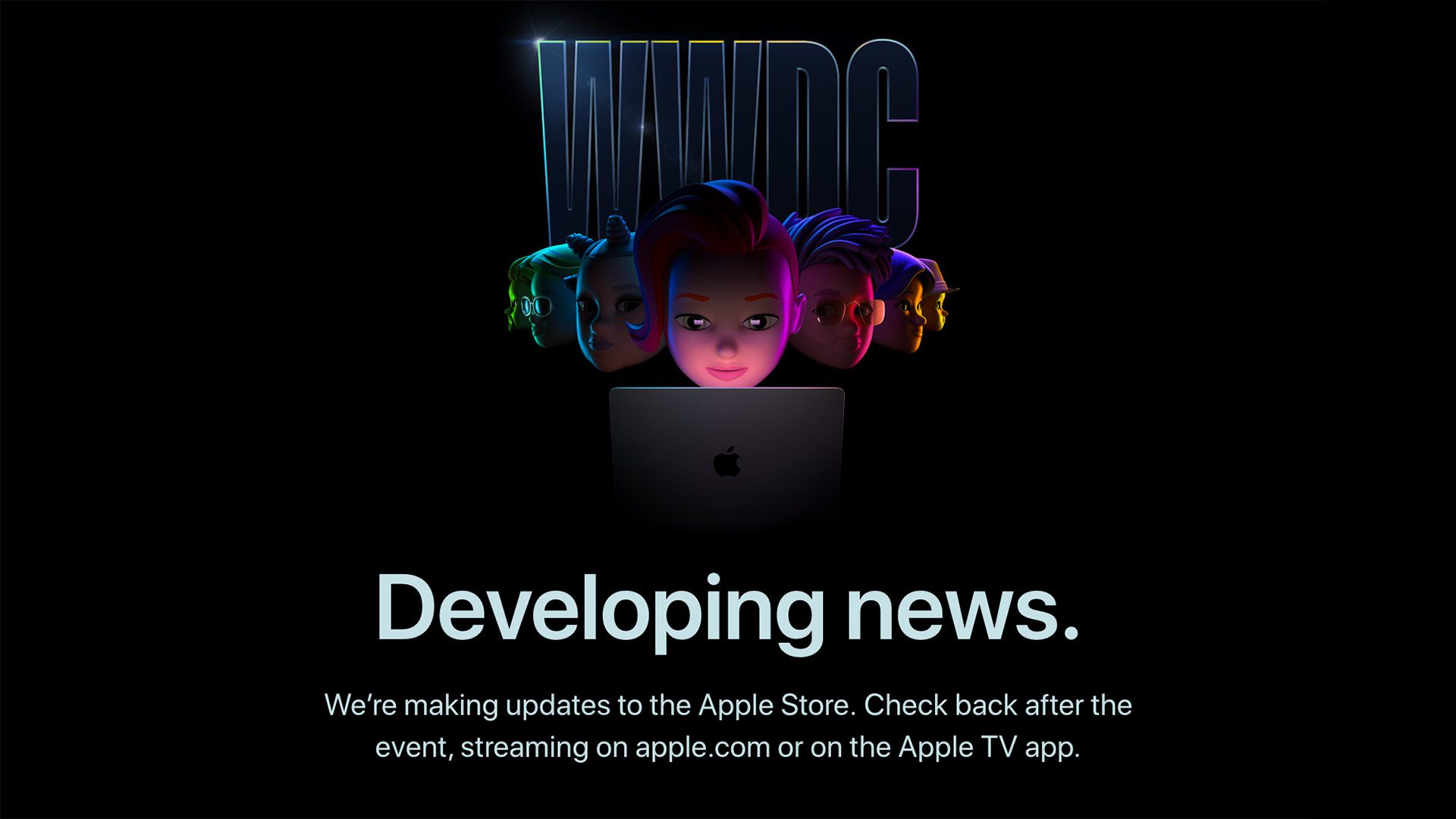 Schermata dell'Apple Store prima del WWDC 2022