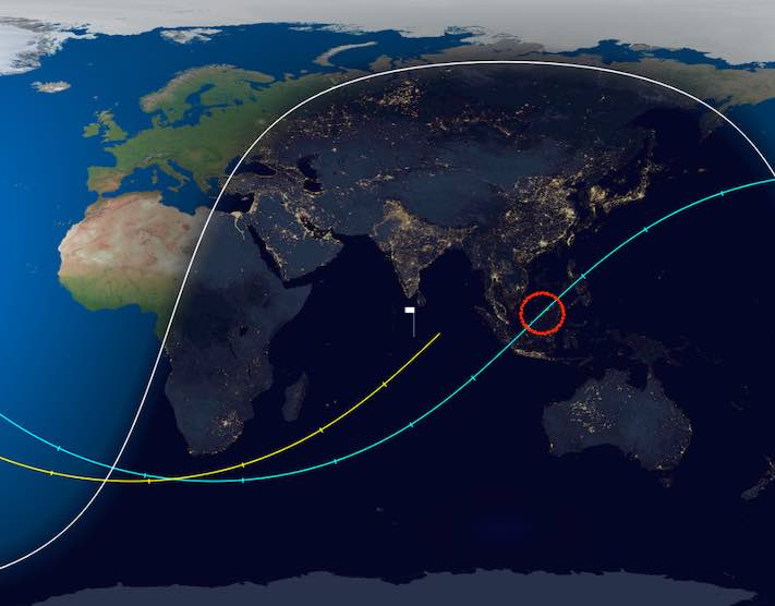 Il ritorno di un grande razzo cinese che è stato avvistato sull'isola del Borneo - Spaceflight Now