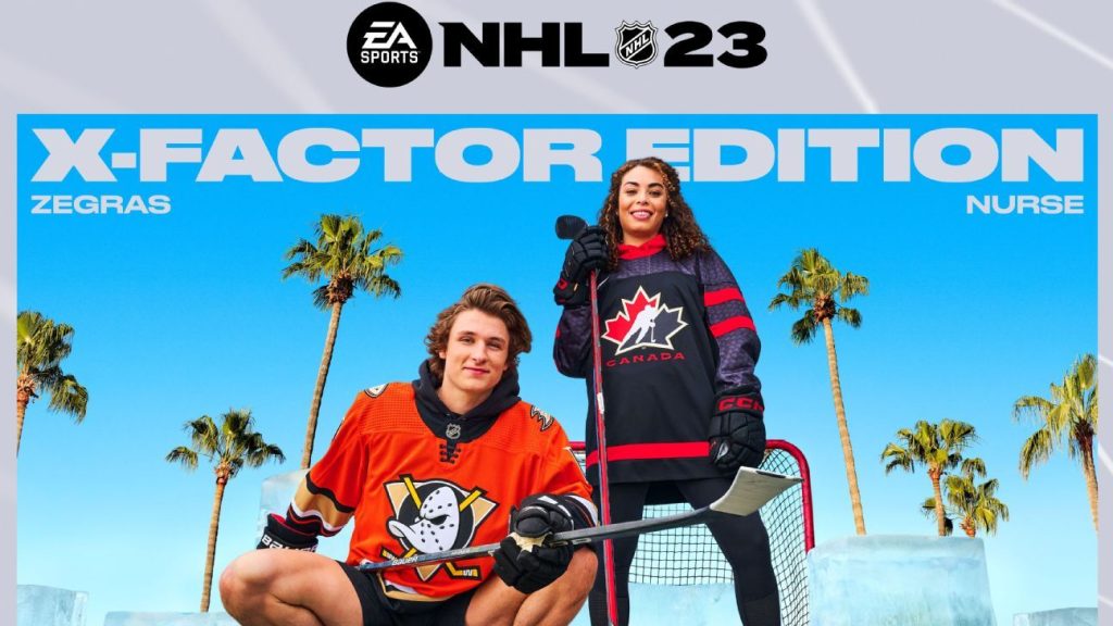 Trevor Zegras di Anaheim Ducks, star canadese dell'hockey Sarah Grace Nurse NHL 23 Cover