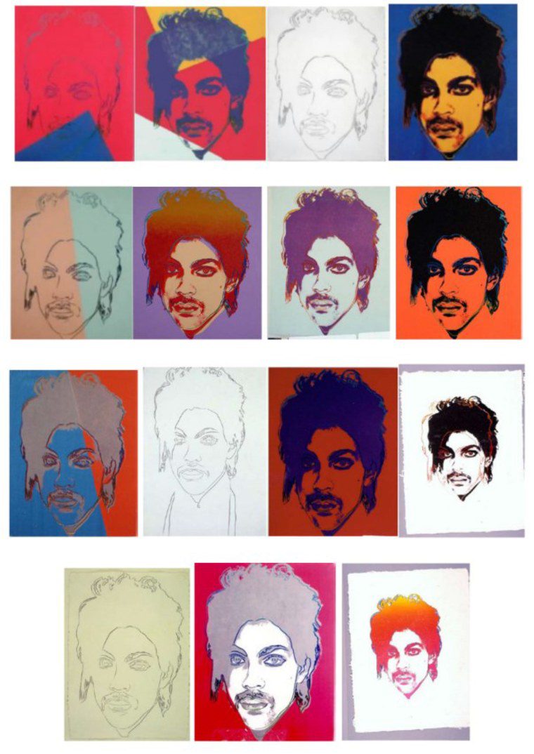 Immagini della serie Andy Warhol sul musicista Prince.