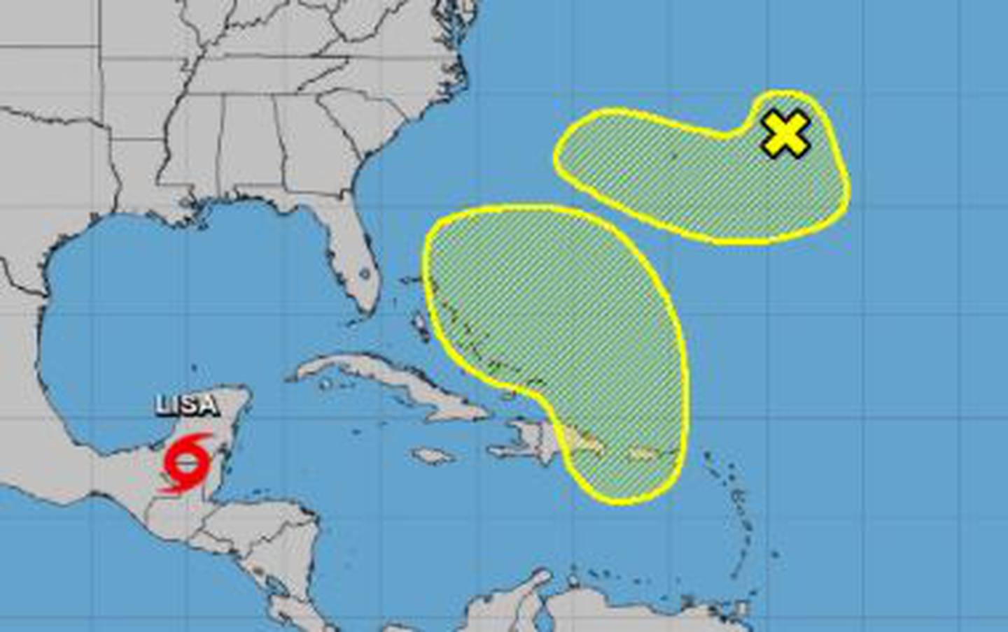 Oltre a Lisa e Martin, il National Hurricane Center sta monitorando due aree dell'Oceano Atlantico per potenziali tempeste.
