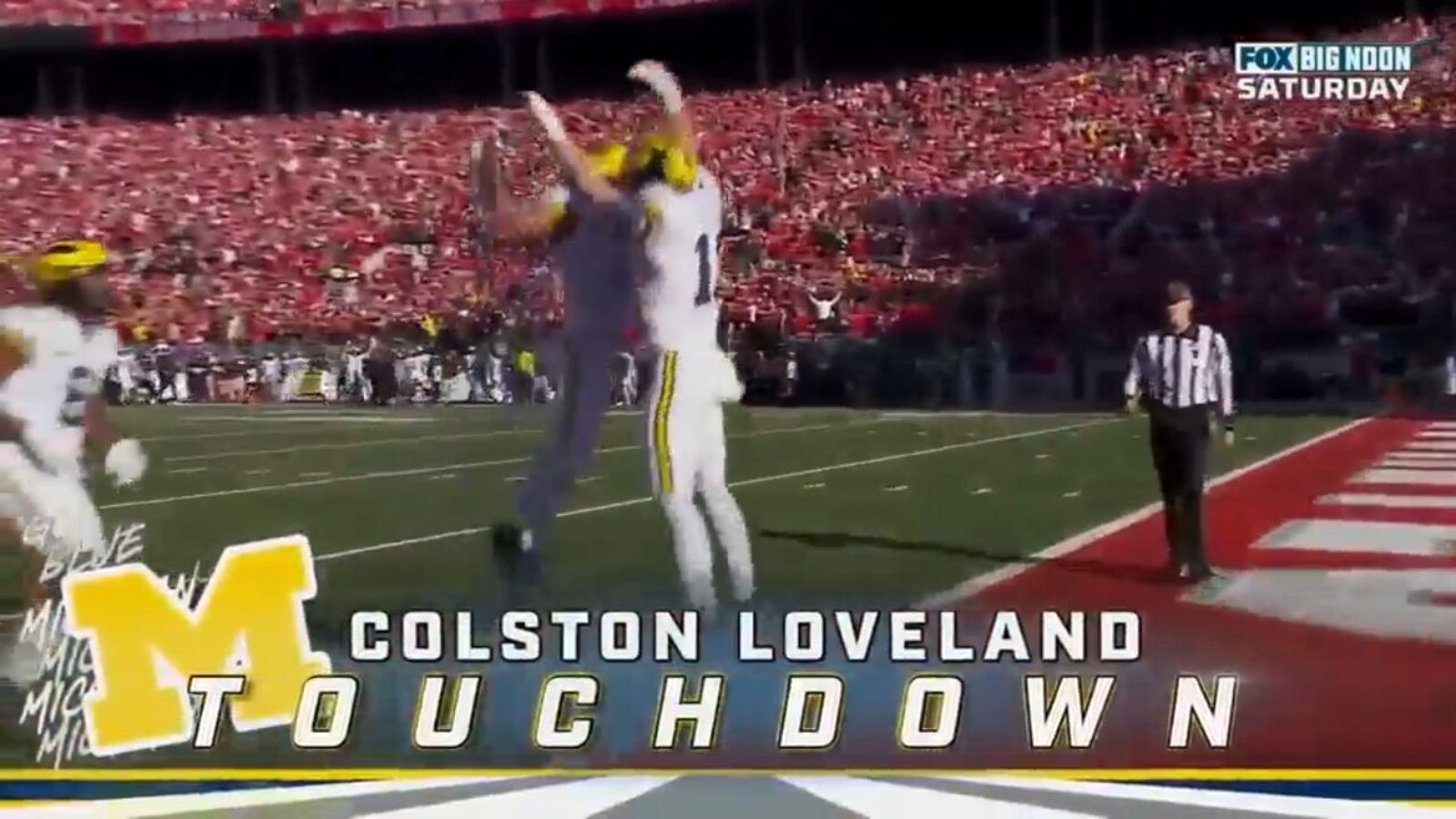 JJ McCarthy del Michigan ha colpito Colston Loveland per un touchdown di 45 yard